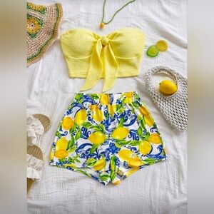 Soleia Lemon Print Boho Vacation 2pcs Set